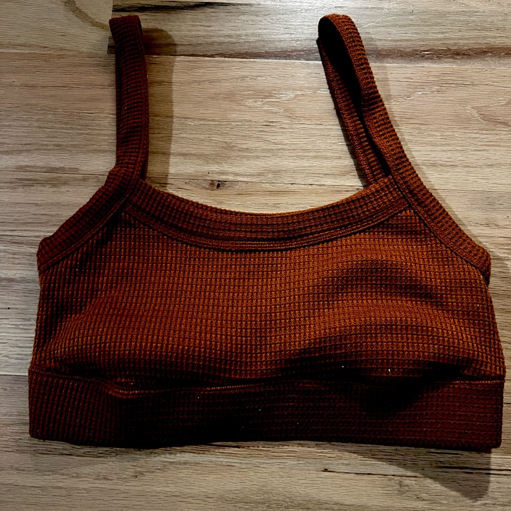 Gilly Hicks Orange Rust Bralette Waffle Knit - Women Size Large